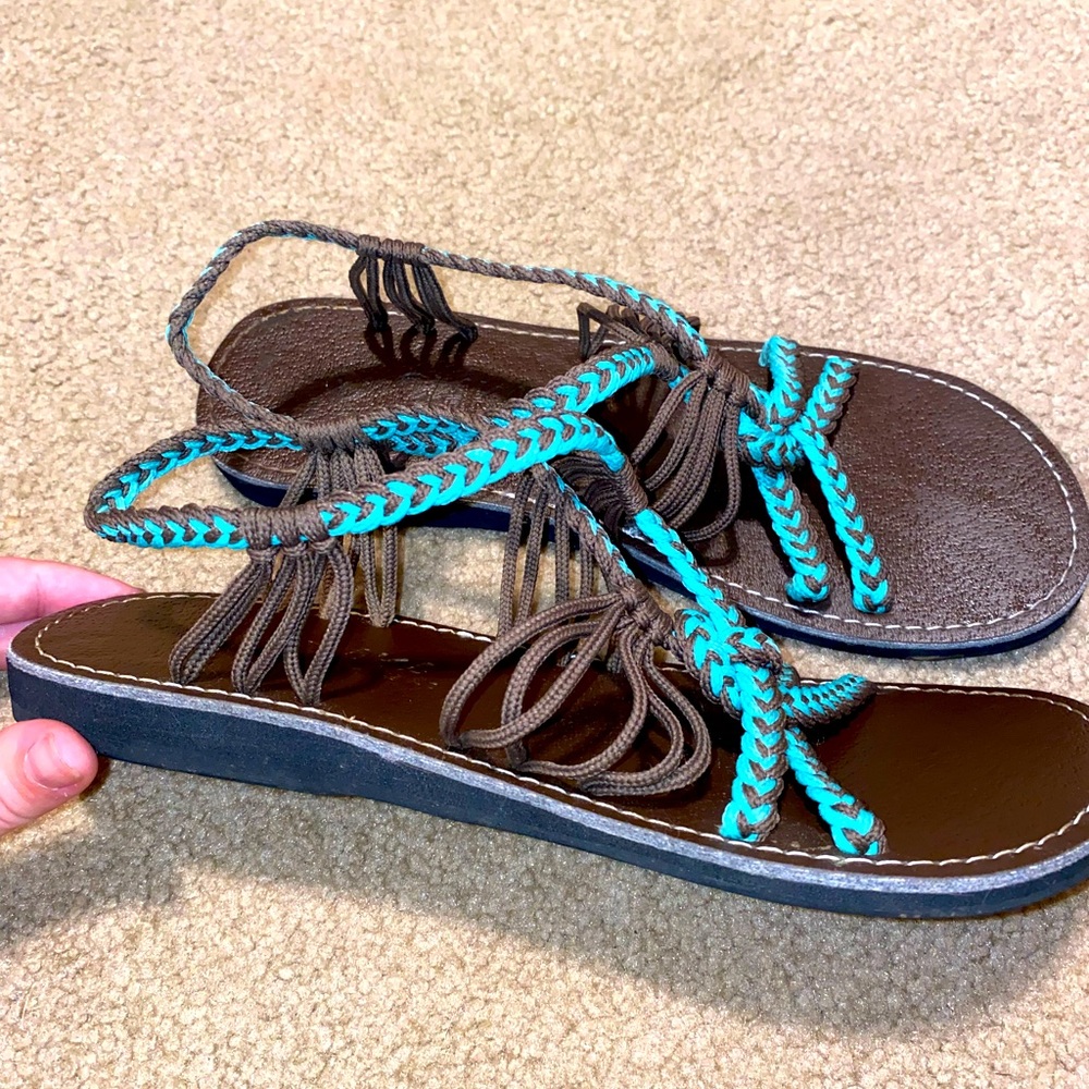 Teal plakas sandals